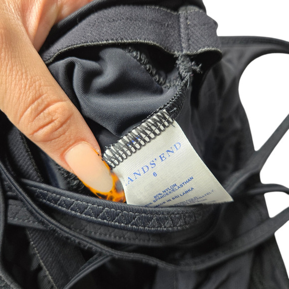 Lands' End Black Tankini With Mesh Neckline Size:6 - Picture 2 of 5